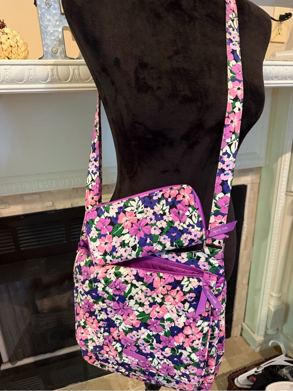 Vera Bradley Purple and Pink Floral Crossbody Bag